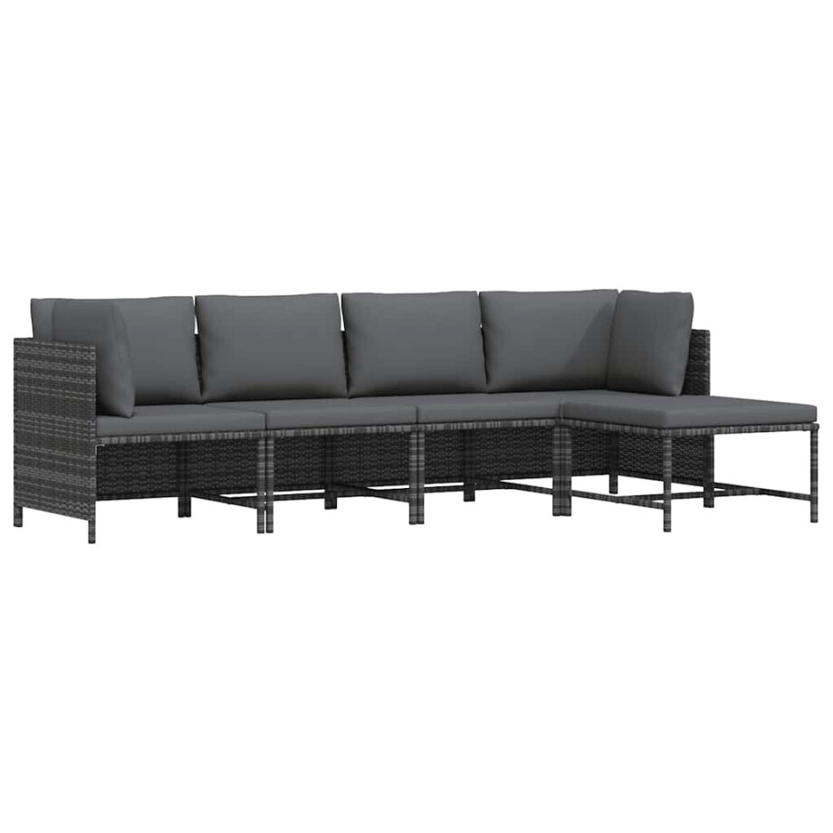 vidaXL 4-delige Loungeset met kussens poly rattan grijs vidaXL 4-delige Loungeset met kussens poly rattan grijs afbeelding 1