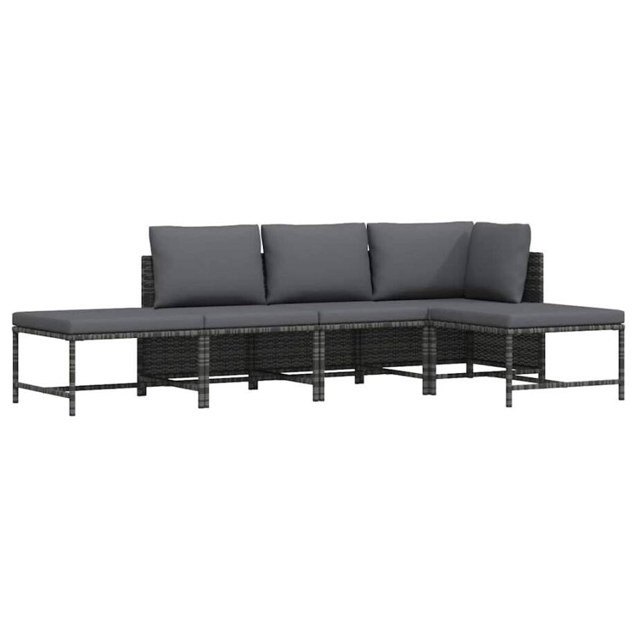 vidaXL 5-delige Loungeset met kussens poly rattan grijs vidaXL 5-delige Loungeset met kussens poly rattan grijs afbeelding 1
