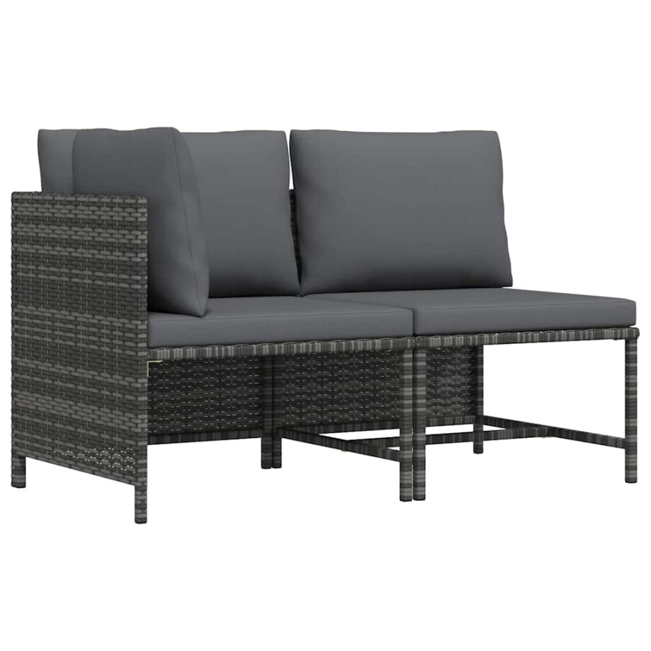 vidaXL 2-delige Loungeset met kussens poly rattan grijs vidaXL 2-delige Loungeset met kussens poly rattan grijs afbeelding 1