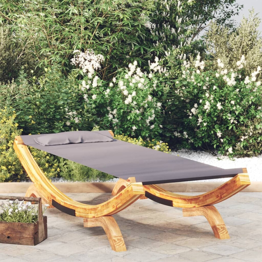 vidaXL Loungebed 100x188,5x44 cm massief gebogen hout antracietkleurig afbeelding 1