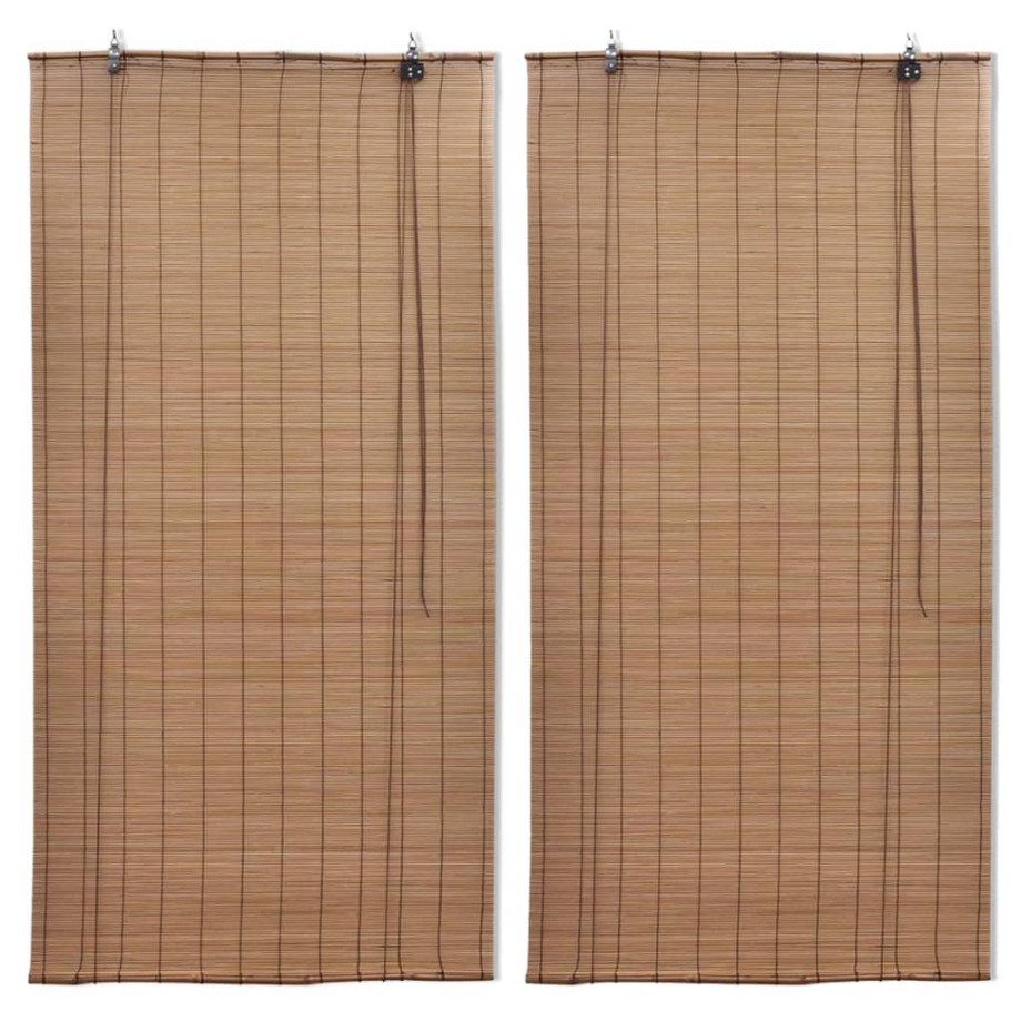vidaXL Rolgordijnen 2 st 80x160 cm bamboe bruin afbeelding 1