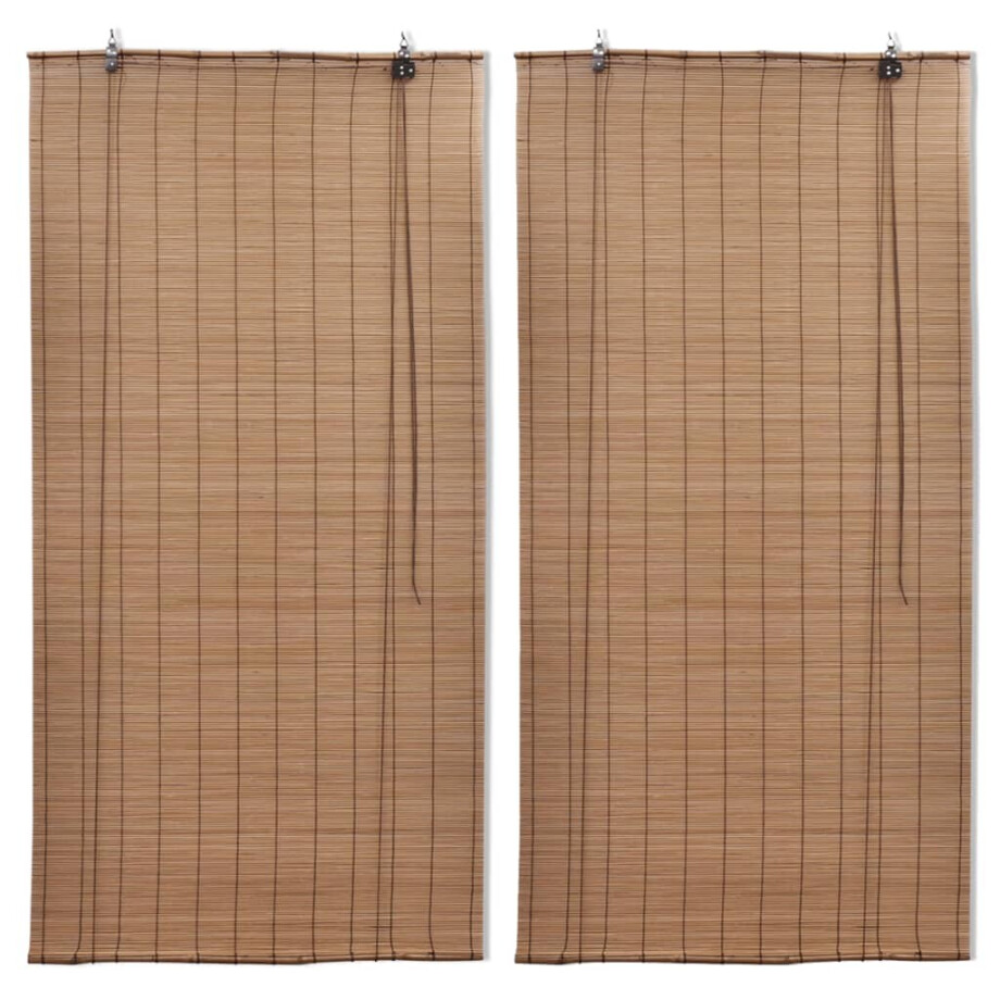vidaXL Rolgordijnen 2 st 80x160 cm bamboe bruin vidaXL Rolgordijnen 2 st 80x160 cm bamboe bruin afbeelding 1