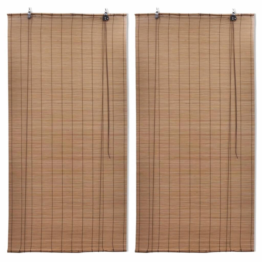 vidaXL Rolgordijnen 2 st 100x160 cm bamboe bruin vidaXL Rolgordijnen 2 st 100x160 cm bamboe bruin afbeelding 1