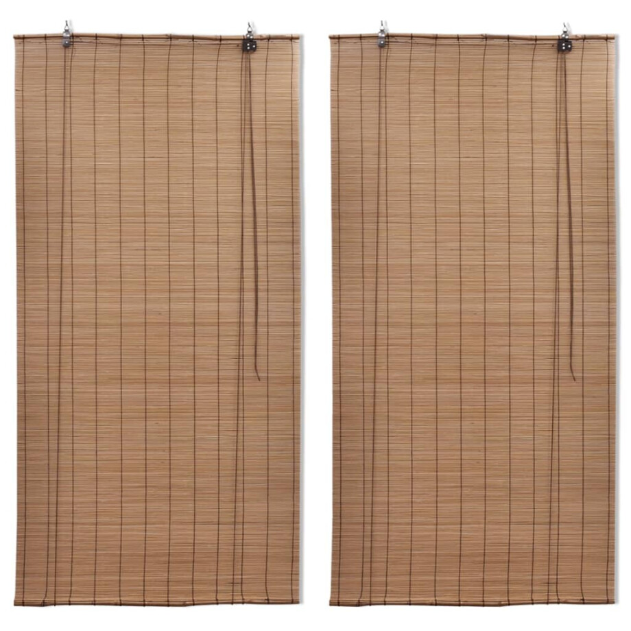 vidaXL Rolgordijnen 2 st 120x220 cm bamboe bruin vidaXL Rolgordijnen 2 st 120x220 cm bamboe bruin afbeelding 1