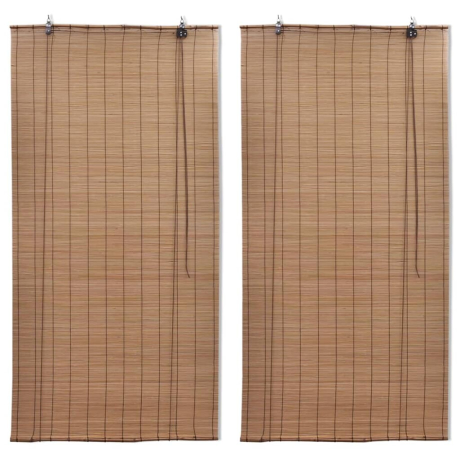 vidaXL Rolgordijnen 2 st 150x220 cm bamboe bruin vidaXL Rolgordijnen 2 st 150x220 cm bamboe bruin afbeelding 1