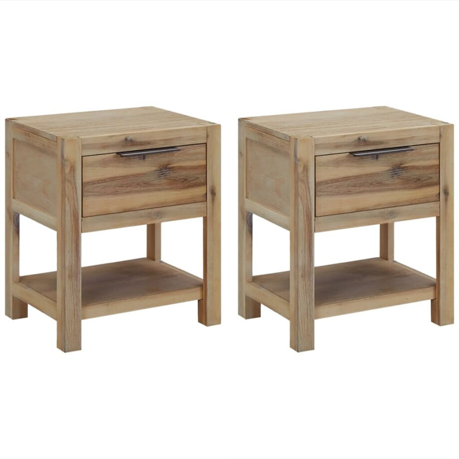 vidaXL Nachtkastjes met lades 2 st 40x30x48 cm massief acaciahout afbeelding 1