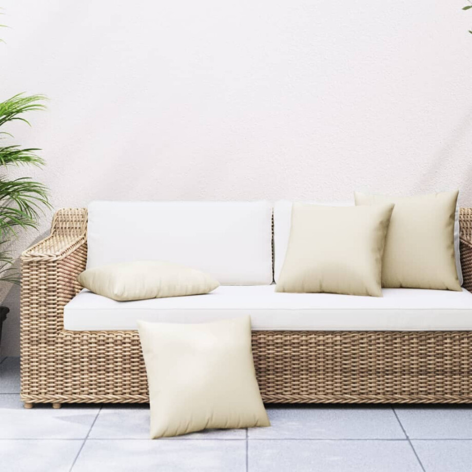 vidaXL Sierkussens 4 st 50x50 cm stof crèmekleurig afbeelding 1