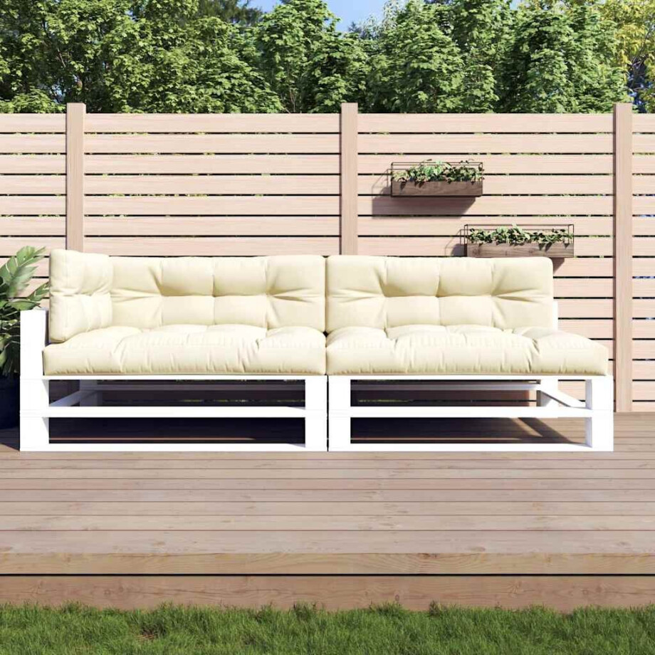 vidaXL Palletkussens 5 st stof crèmekleurig afbeelding 1