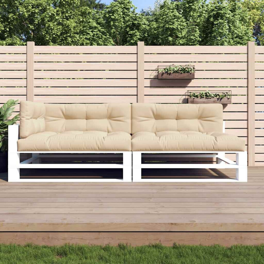 vidaXL Palletkussens 5 st stof beige afbeelding 1