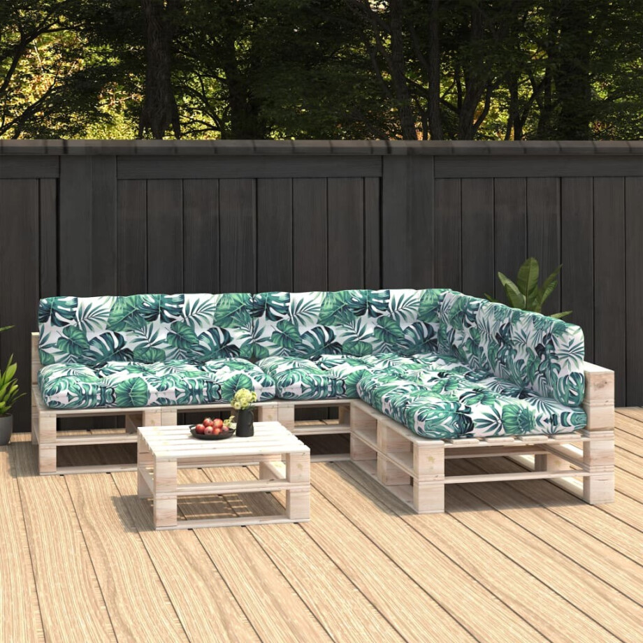 vidaXL Bankkussens pallet 7 st bladpatroon afbeelding 1
