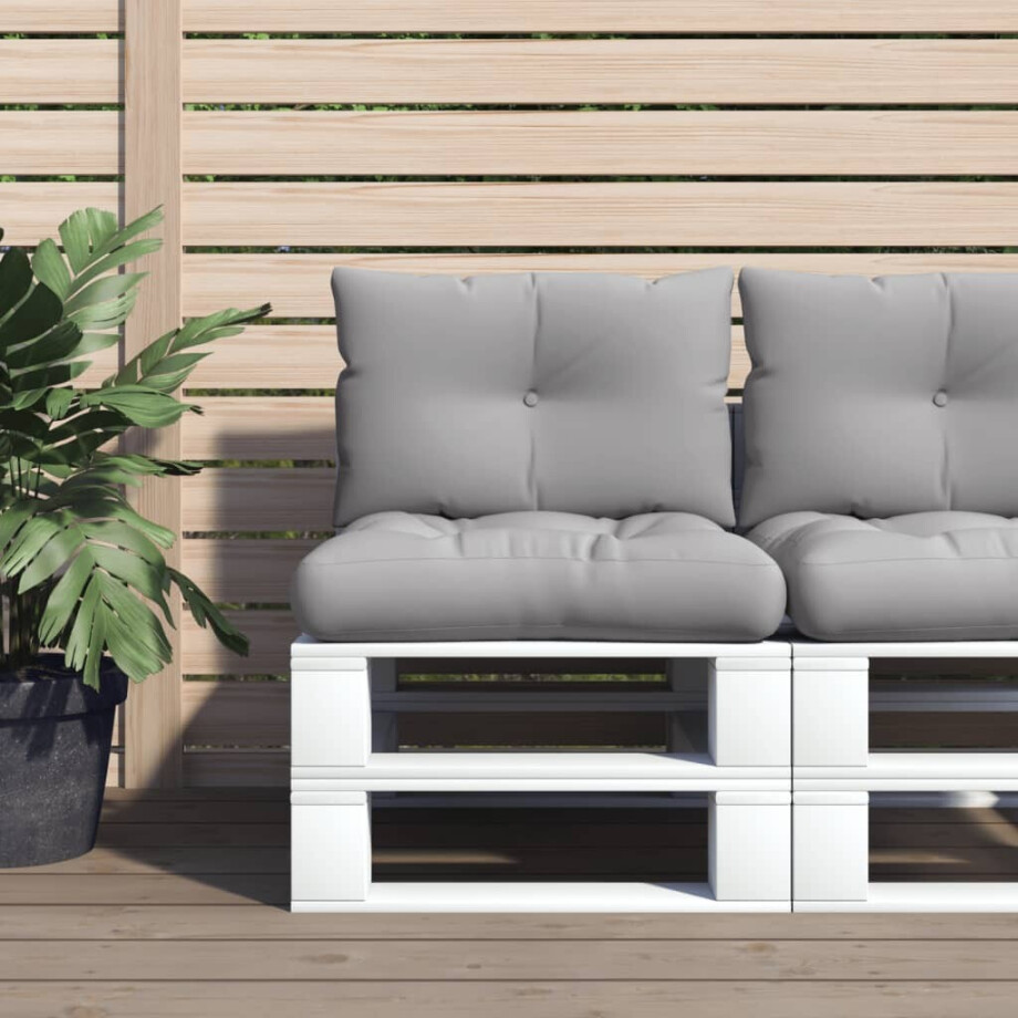 vidaXL Palletkussens 2 st stof grijs vidaXL Palletkussens 2 st stof grijs afbeelding 1