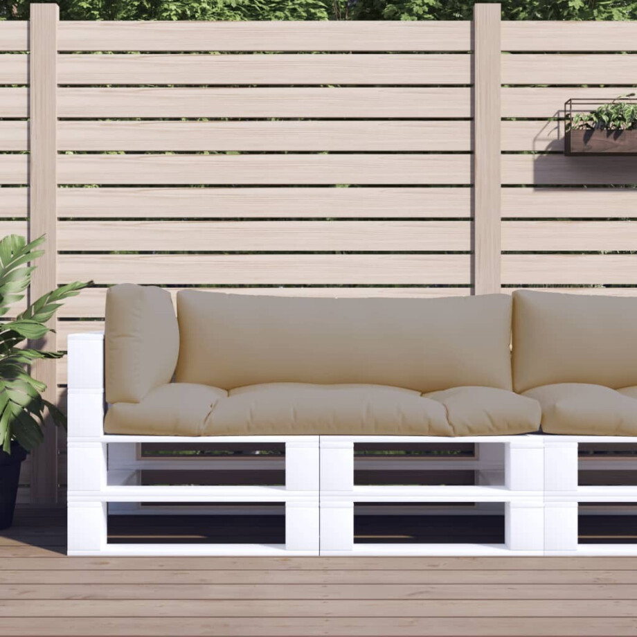vidaXL Palletkussens 3 st stof taupe afbeelding 1