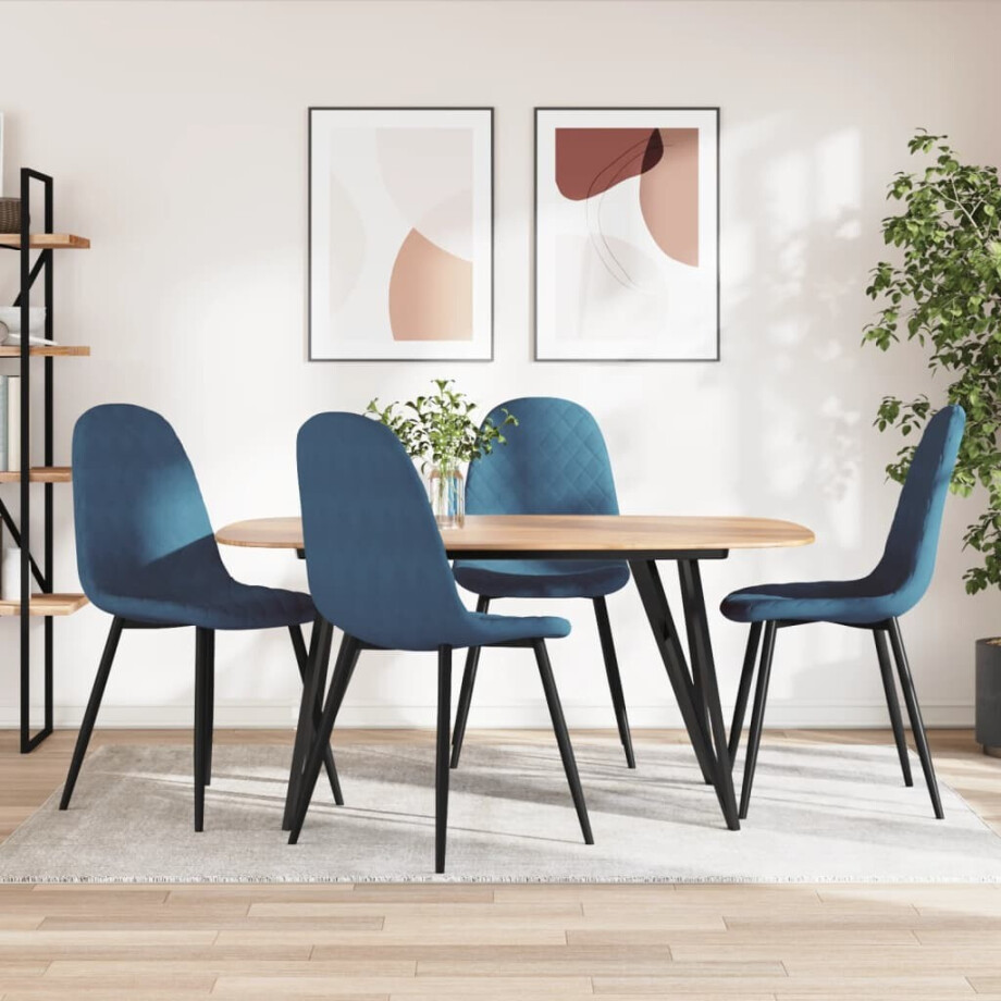 vidaXL Eetkamerstoelen 4 st fluweel blauw afbeelding 1