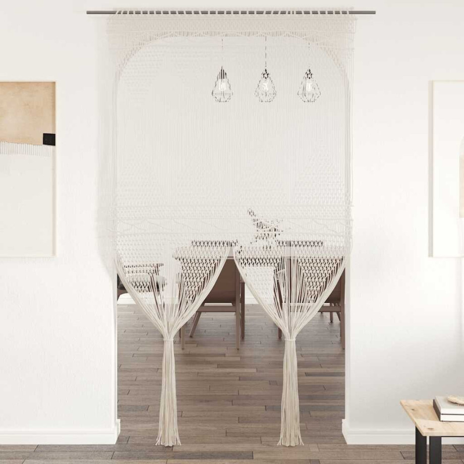 vidaXL Gordijn macramé 140x240 cm katoen afbeelding 1