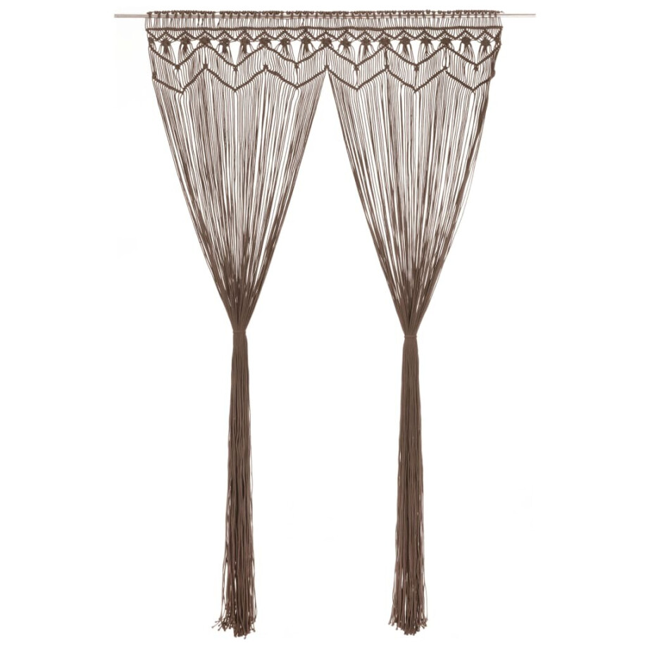 vidaXL Gordijn macramé 140x240 cm katoen taupe vidaXL Gordijn macramé 140x240 cm katoen taupe afbeelding 1