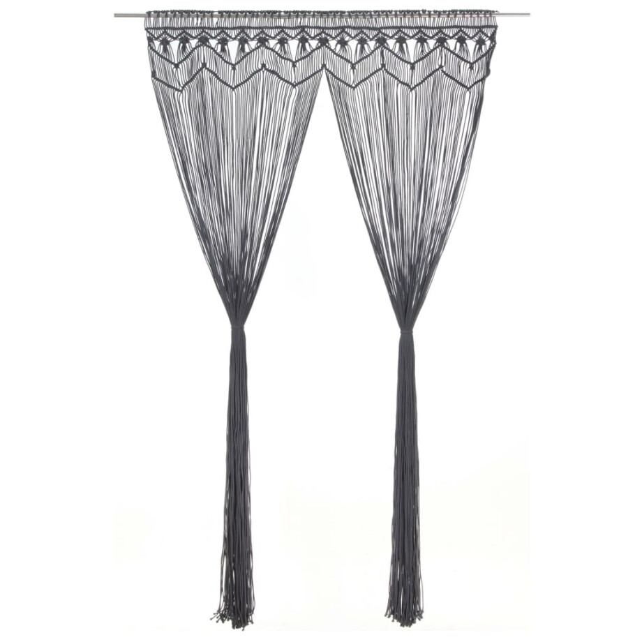 vidaXL Gordijn macramé 140x240 cm katoen antraciet vidaXL Gordijn macramé 140x240 cm katoen antraciet afbeelding 1