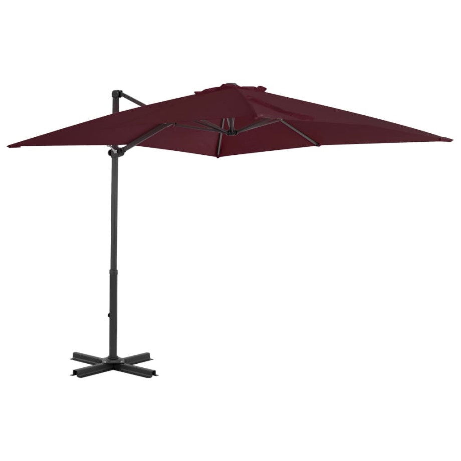 vidaXL Zweefparasol met aluminium paal 250x250 cm bordeauxrood afbeelding 1