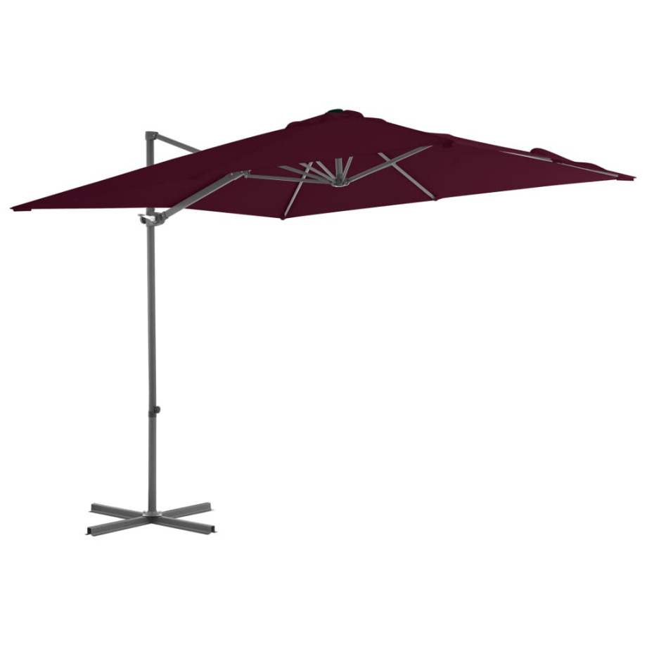 vidaXL Zweefparasol met stalen paal 250x250 cm bordeauxrood afbeelding 1