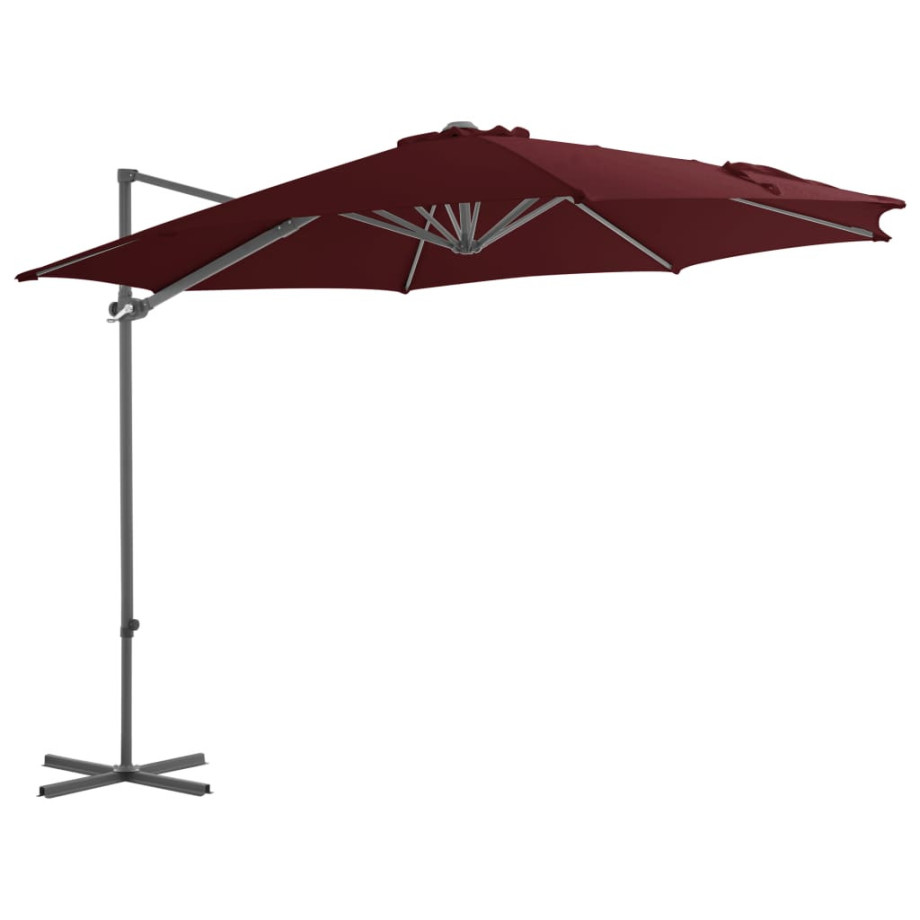 vidaXL Zweefparasol met stalen paal 300 cm bordeauxrood afbeelding 1