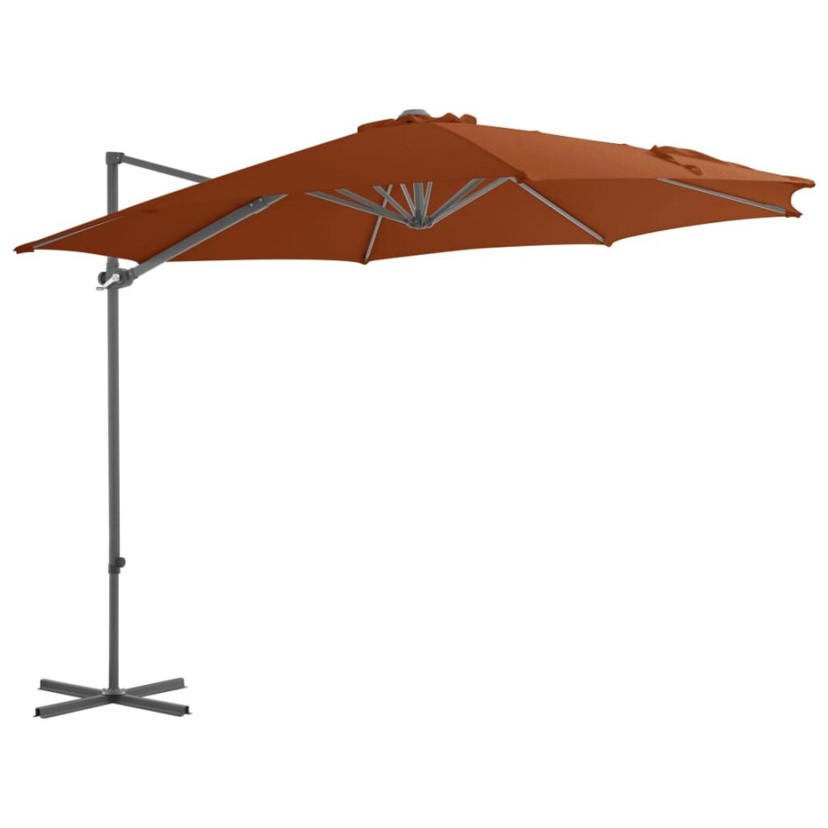 vidaXL Zweefparasol met stalen paal 300 cm terracottakleurig vidaXL Zweefparasol met stalen paal 300 cm terracottakleurig afbeelding 1
