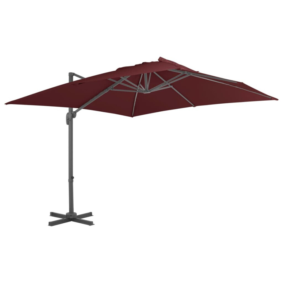 vidaXL Zweefparasol met aluminium paal 400x300 cm bordeauxrood afbeelding 1