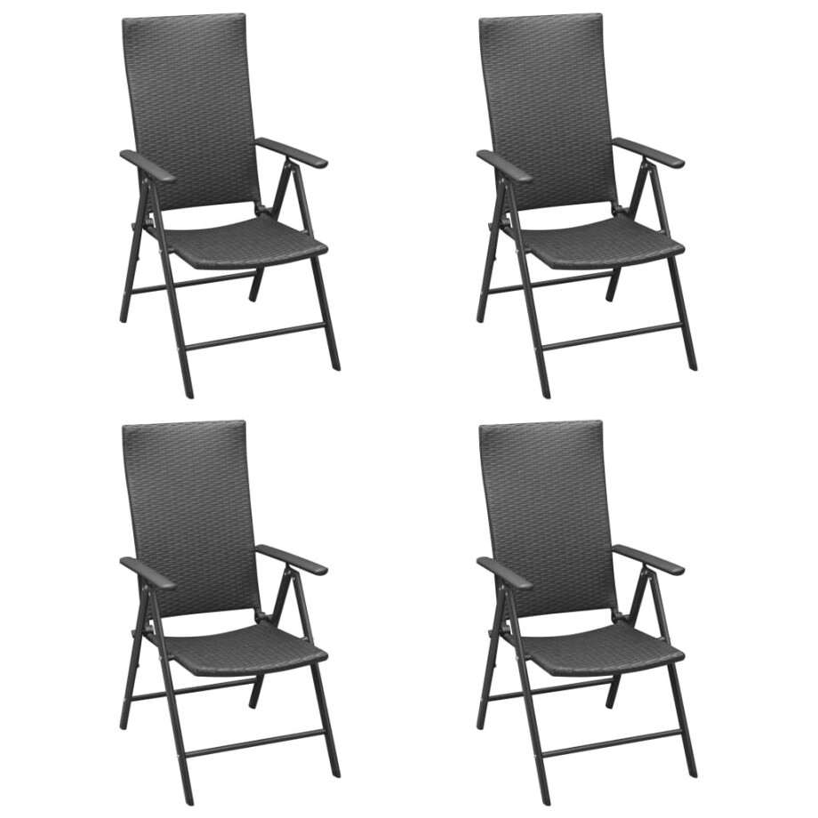 vidaXL Tuinstoelen 4 st poly rattan zwart afbeelding 1