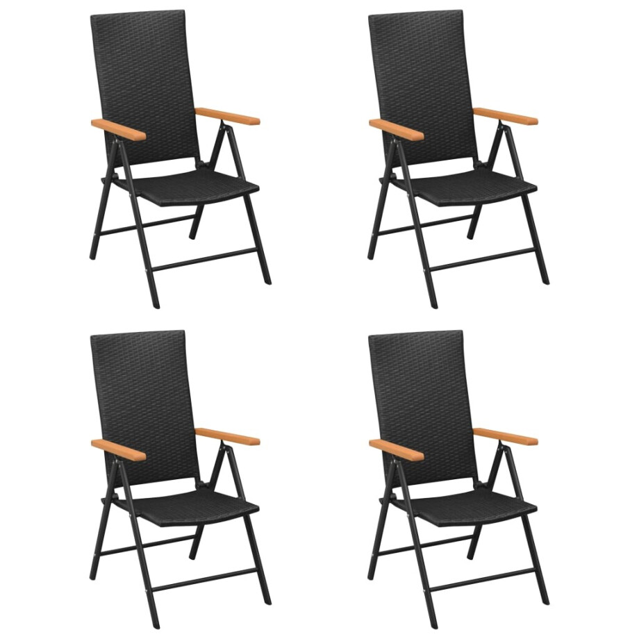 vidaXL Tuinstoelen 4 st poly rattan zwart afbeelding 1