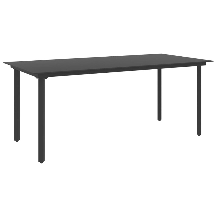 vidaXL Tuintafel 190x90x74 cm staal en glas zwart afbeelding 1