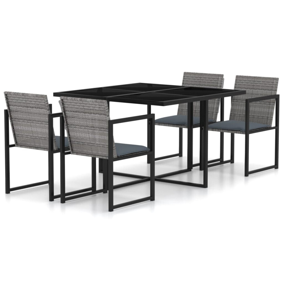 vidaXL 5-delige Tuinset met kussens poly rattan grijs vidaXL 5-delige Tuinset met kussens poly rattan grijs afbeelding 1