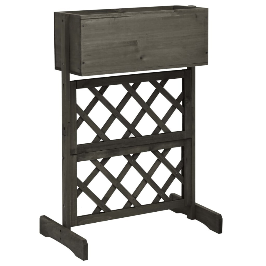 vidaXL Latwerkplantenbak 45x30x74 cm massief vurenhout grijs afbeelding 1