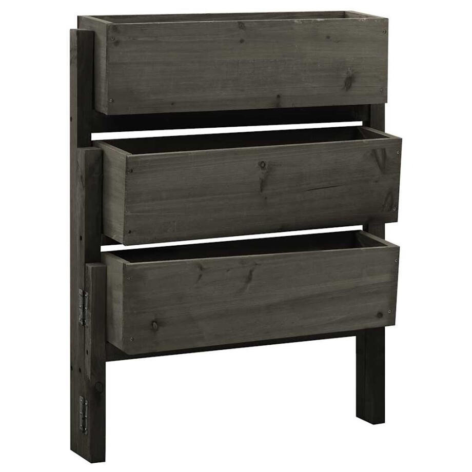 vidaXL Plantenbak inklapbaar 60x14x75 cm massief vurenhout grijs afbeelding 1