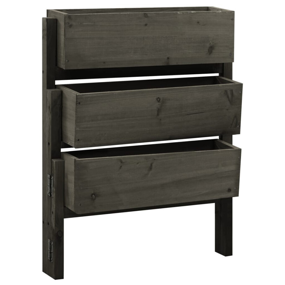 vidaXL Plantenbak inklapbaar 60x14x75 cm massief vurenhout grijs afbeelding 1