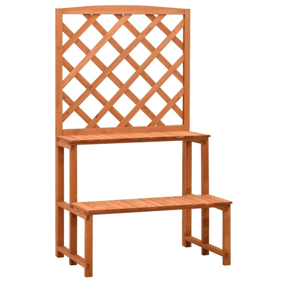 vidaXL Plantenrek met latwerk 70x42x120 cm massief vurenhout oranje vidaXL Plantenrek met latwerk 70x42x120 cm massief vurenhout oranje afbeelding 1