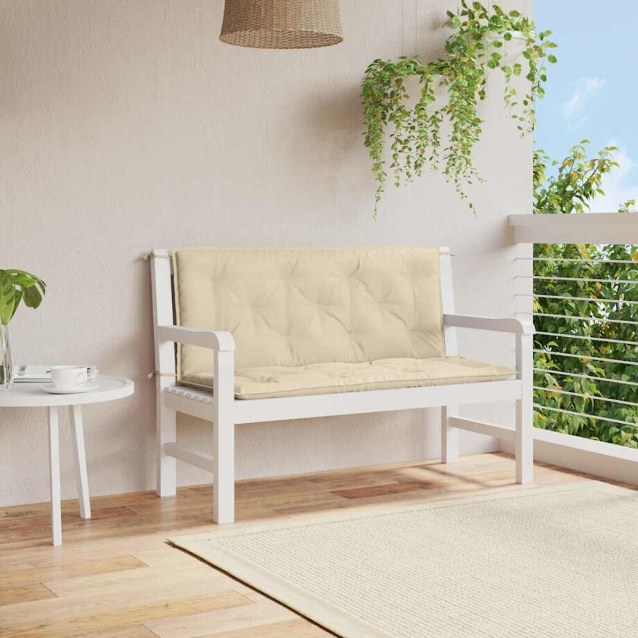vidaXL Tuinbankkussen 120x(50+50)x7 cm oxford stof beige afbeelding 1
