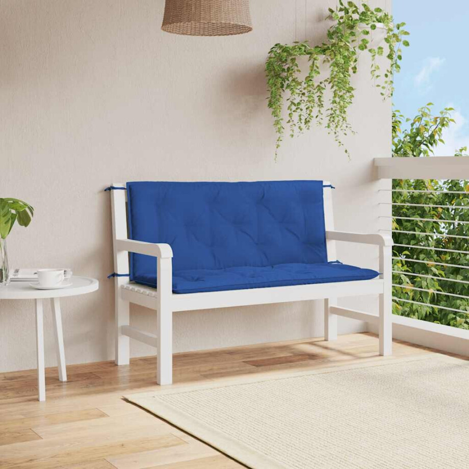 vidaXL Tuinbankkussen 120x(50+50)x7 cm oxford stof blauw afbeelding 1