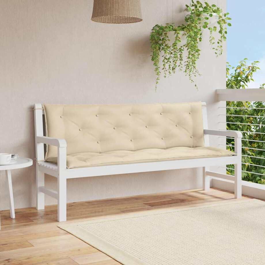 vidaXL Tuinbankkussen 150x(50+50)x7 cm oxford stof beige afbeelding 1