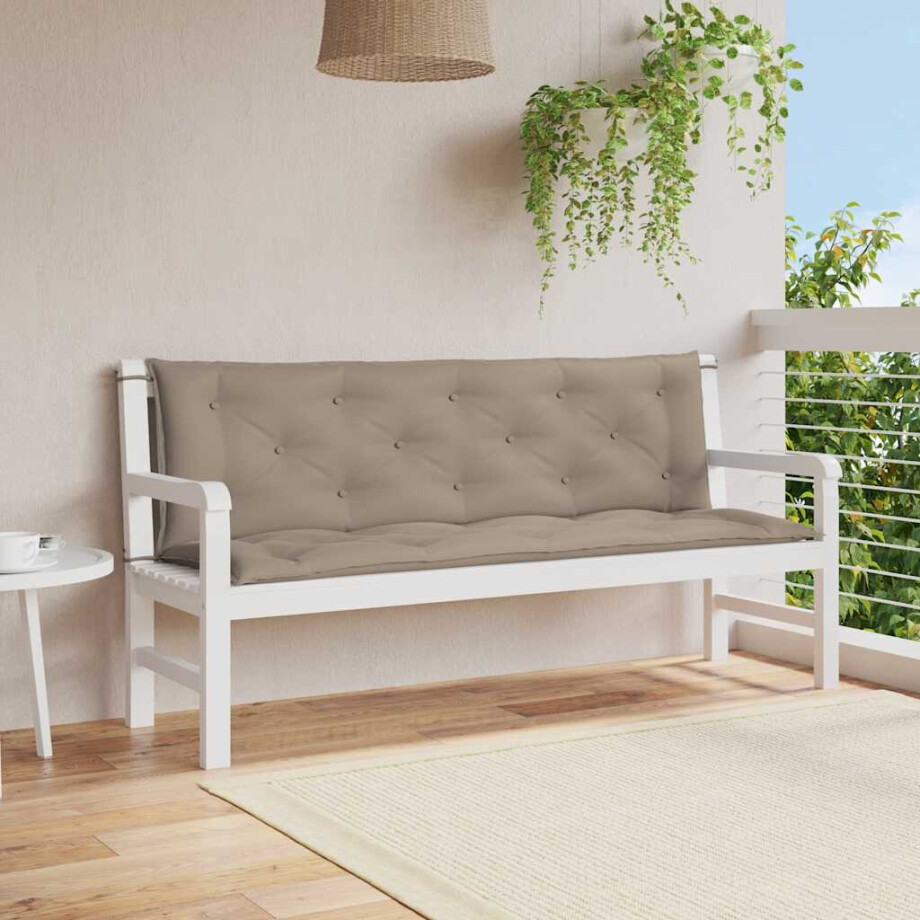 vidaXL Tuinbankkussen 150x(50+50)x7 cm oxford stof taupe afbeelding 1