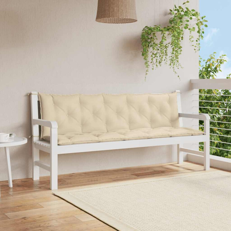 vidaXL Tuinbankkussen 180x(50+50)x7 cm oxford stof beige afbeelding 1