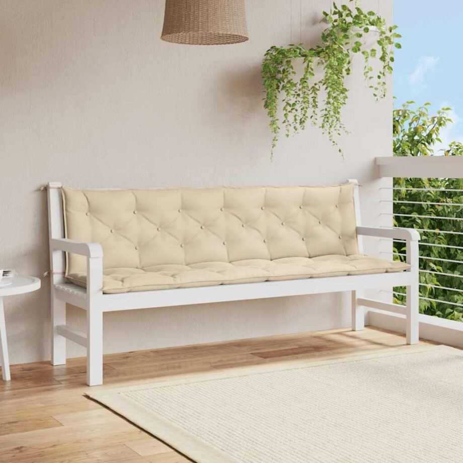 vidaXL Tuinbankkussen 200x(50+50)x7 cm oxford stof beige afbeelding 1