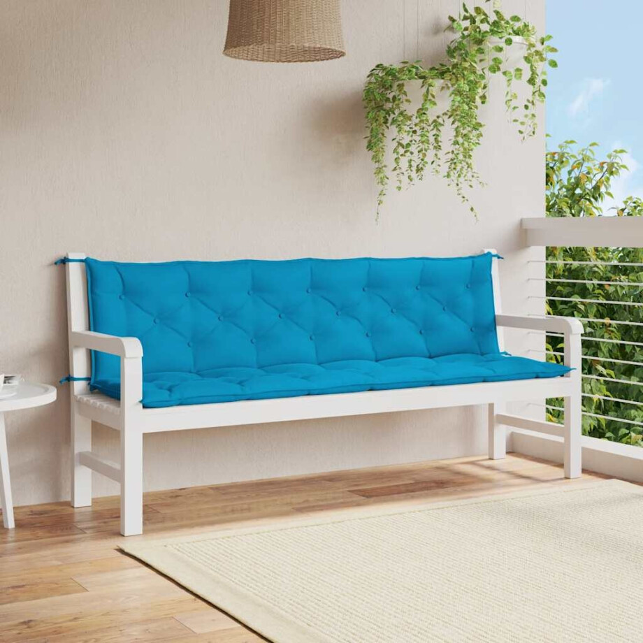 vidaXL Tuinbankkussen 200x(50+50)x7 cm oxford stof lichtblauw vidaXL Tuinbankkussen 200x(50+50)x7 cm oxford stof lichtblauw afbeelding 1
