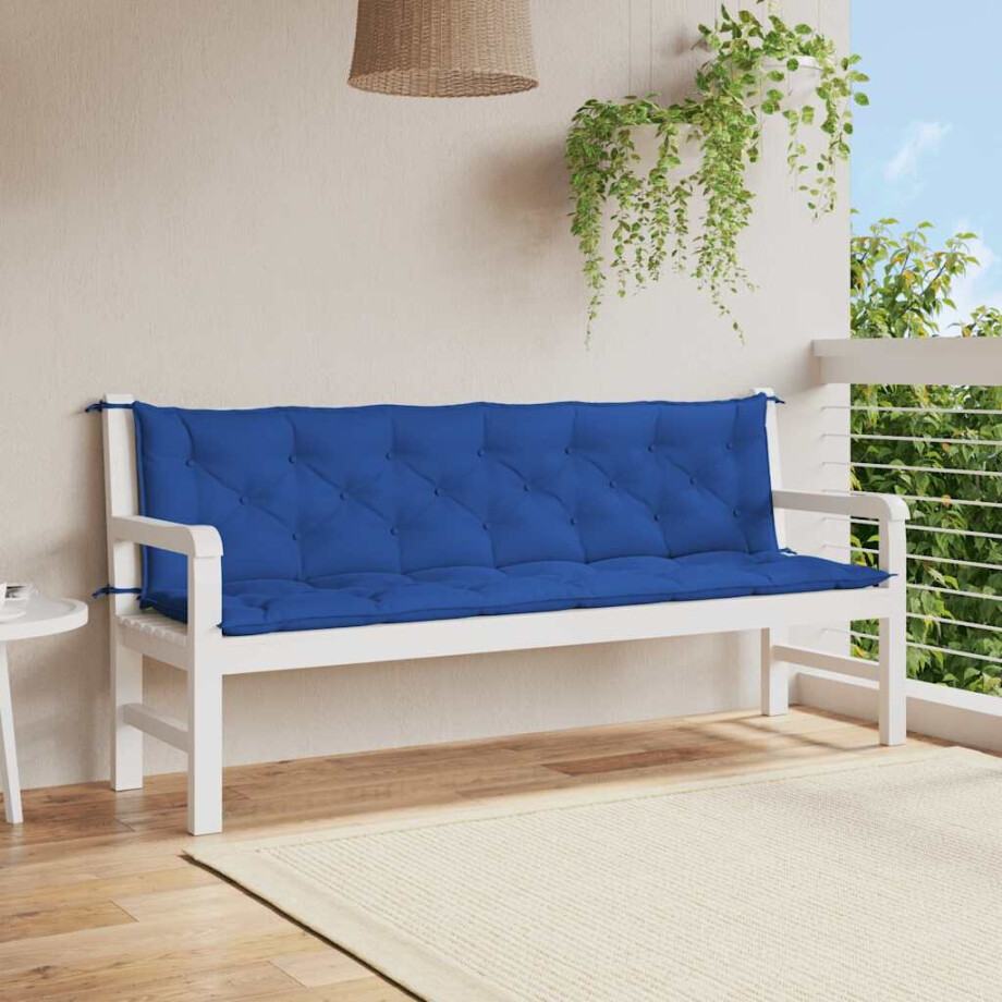 vidaXL Tuinbankkussen 200x(50+50)x7 cm oxford stof blauw afbeelding 1