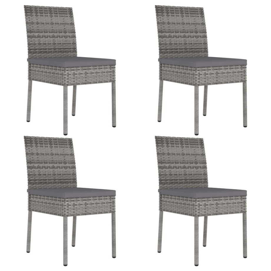 vidaXL Tuinstoelen 4 st poly rattan grijs vidaXL Tuinstoelen 4 st poly rattan grijs afbeelding 1