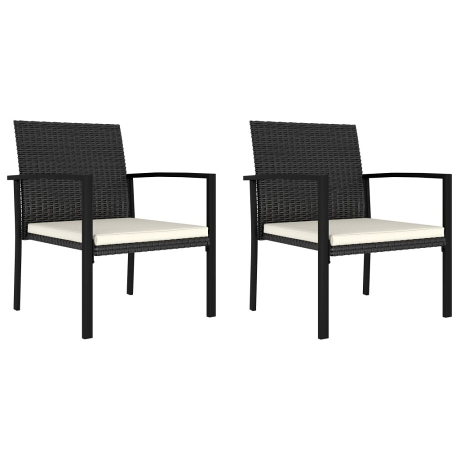 vidaXL Tuinstoelen 2 st poly rattan zwart vidaXL Tuinstoelen 2 st poly rattan zwart afbeelding 1
