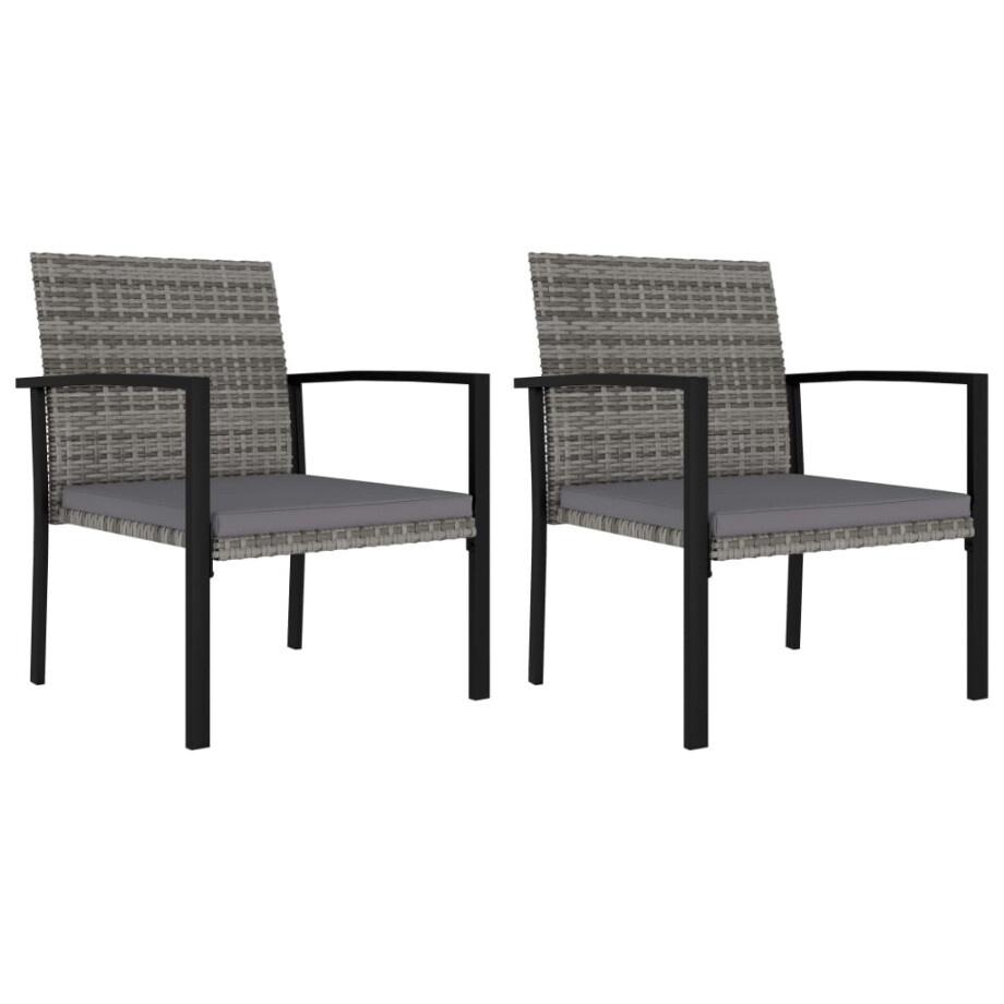 vidaXL Tuinstoelen 2 st poly rattan grijs afbeelding 1