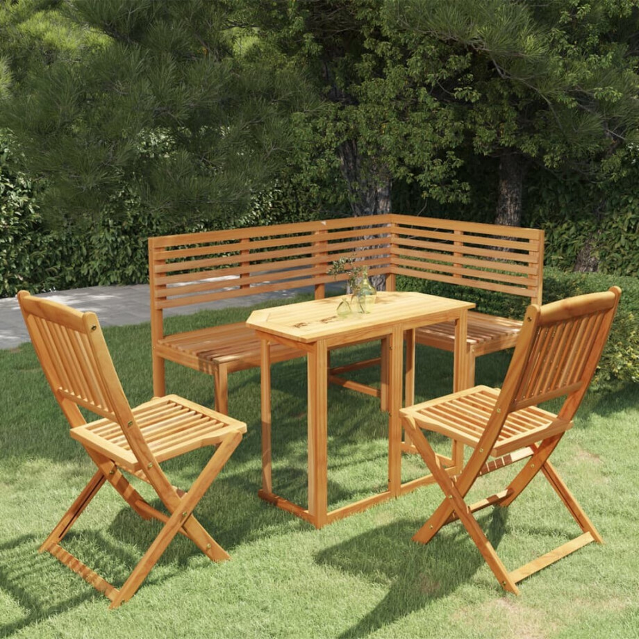 vidaXL 4-delige Bistroset massief acaciahout afbeelding 1