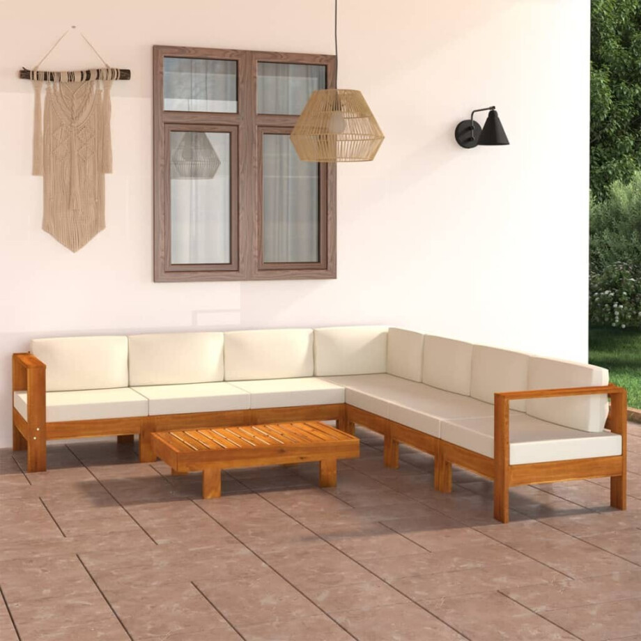 vidaXL 8-delige tuinloungeset met kussens 100x60 cm acaciahout afbeelding 1