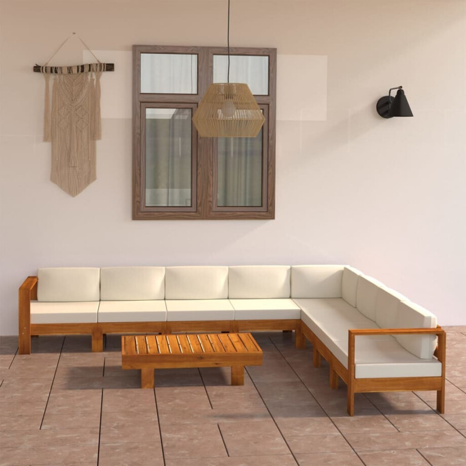 vidaXL 9-delige tuinloungeset met kussens 100x60 cm acaciahout afbeelding 1