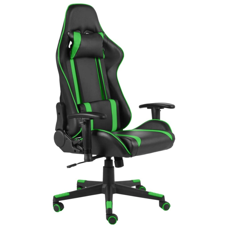 vidaXL Gamestoel draaibaar PVC groen afbeelding 1
