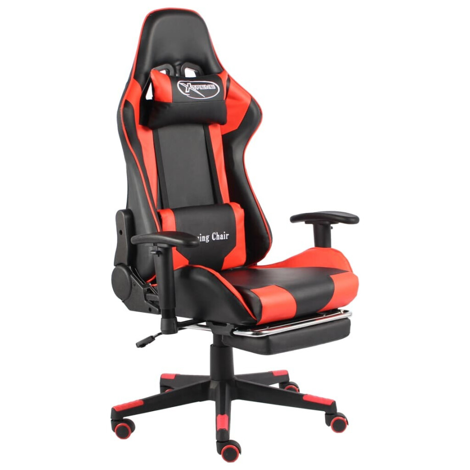 vidaXL Gamestoel draaibaar met voetensteun PVC rood afbeelding 1