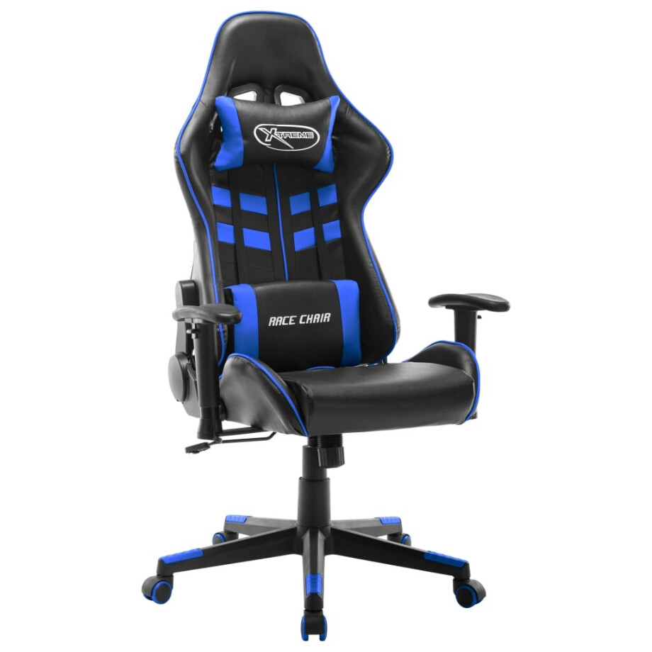 vidaXL Gamestoel kunstleer zwart en blauw afbeelding 1